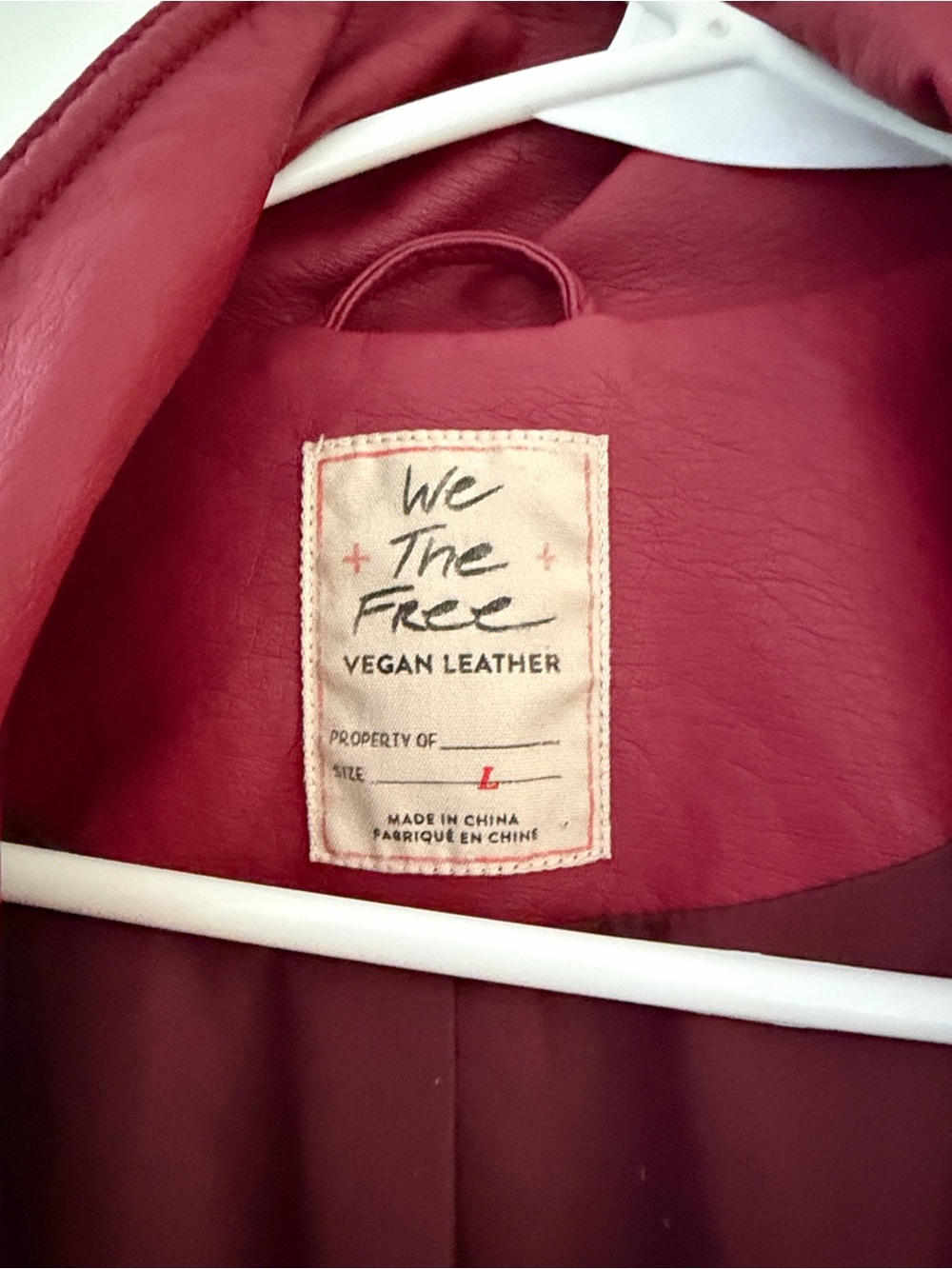 We The Free Wine-Red Faux Leather Moto Jacket - Picture 2 of 4